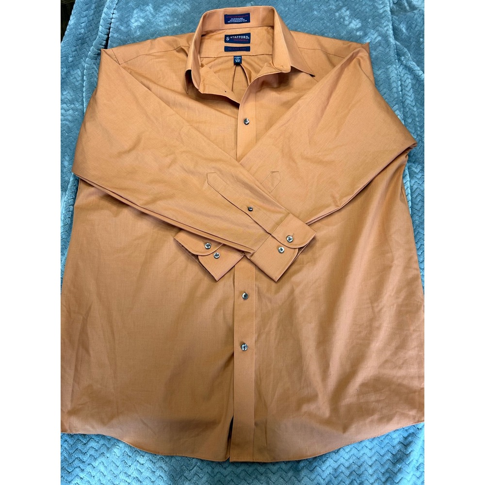 Stafford Performance Super Shirt Mens‎ 17.5 34/35 Classic Fit Burnt Orange